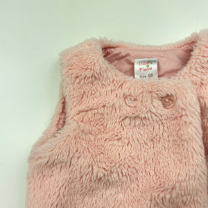 Girls Ollies Place, cotton lined pink faux fur vest, EUC, size 00,  
