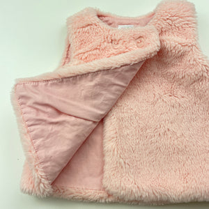 Girls Ollies Place, cotton lined pink faux fur vest, EUC, size 00,  