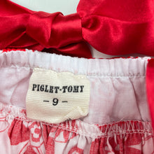 Load image into Gallery viewer, Girls PIGLET TOMY, red &amp; white floral cotton dress, armpit to armpit: 25cm, GUC, size 1, L: 44cm