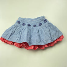 Load image into Gallery viewer, Girls Monsoon, lined embroidered cotton skirt, elasticated, GUC, size 0,  