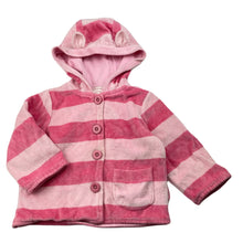 Load image into Gallery viewer, Girls Pumpkin Patch, cotton lined velour hooded cardigan, light marks on front, FUC, size 0,  
