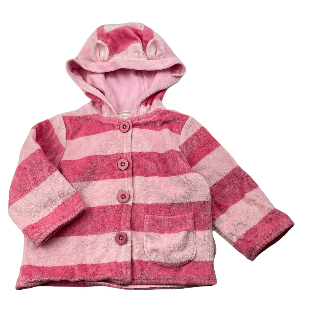 Girls Pumpkin Patch, cotton lined velour hooded cardigan, light marks on front, FUC, size 0,  