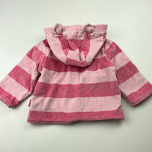 Load image into Gallery viewer, Girls Pumpkin Patch, cotton lined velour hooded cardigan, light marks on front, FUC, size 0,  