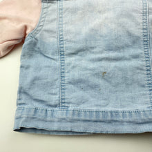 Load image into Gallery viewer, Girls Baby Berry, hooded stretch denim jacket, marks lower back, FUC, size 000,  