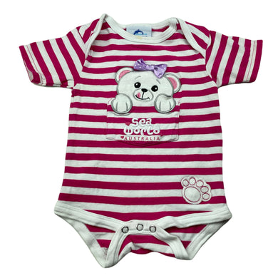 Girls Sea World, stretchy bodysuit / romper, mark on neck, FUC, size 0,  