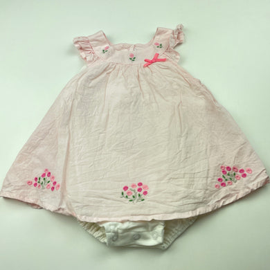 Girls Bebe by Minihaha, embroidered pink romper, EUC, size 0,  