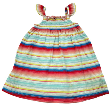 Girls Old Navy, striped cotton summer dress, marks on front, FUC, size 1, L: 43cm