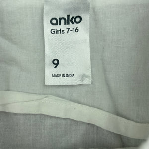 Girls Anko, lined broderie cotton top, EUC, size 9,  