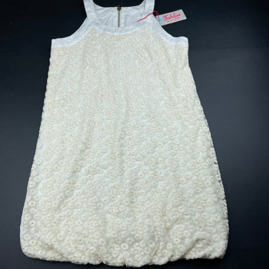 Girls Tahlia by Minihaha, cream lace panel party dress, *small light mark right shoulder*, NEW, size 14, L: 73cm