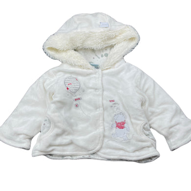Girls Disney, Winnie the Pooh cotton lined velour hooded jacket, GUC, size 000,  