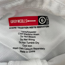 Load image into Gallery viewer, Boys GRAY NICOLLS, white cricket polo shirt / top, mark back hem, FUC, size 6,  