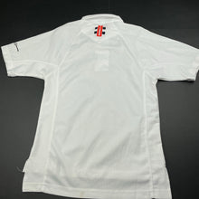 Load image into Gallery viewer, Boys GRAY NICOLLS, white cricket polo shirt / top, mark back hem, FUC, size 6,  