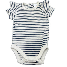 Load image into Gallery viewer, Girls Target, ribbed navy stripe bodysuit / romper, GUC, size 000,  