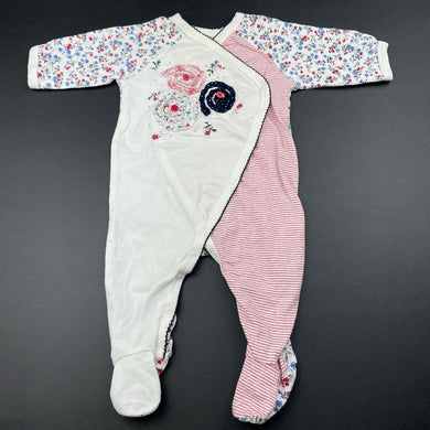 Girls Bebe by Minihaha, stretchy floral coverall / romper, mild discolouration, FUC, size 3 months,  