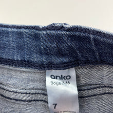 Load image into Gallery viewer, Boys Anko, stretch denim jeans, adjustable, Inside leg: 53cm, marks on knees, FUC, size 7,  