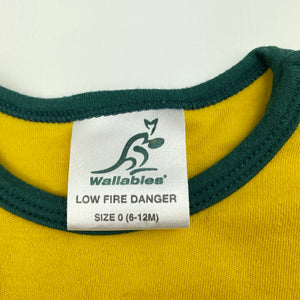 Girls FOOTYSUIT, Wallabies cotton romper, marks on front, FUC, size 0,  