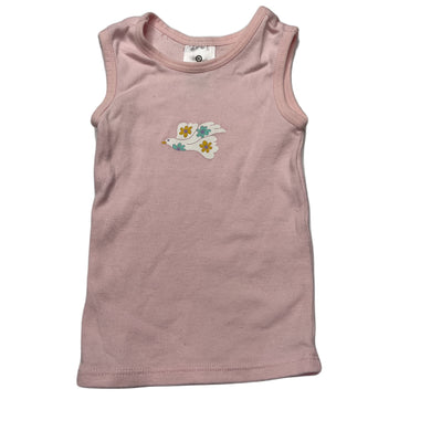 Girls Target, pink cotton singlet top, bird, EUC, size 0000,  