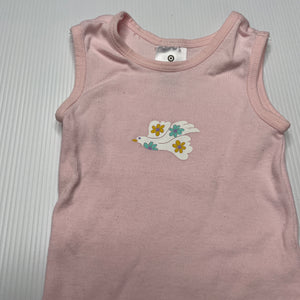 Girls Target, pink cotton singlet top, bird, EUC, size 0000,  