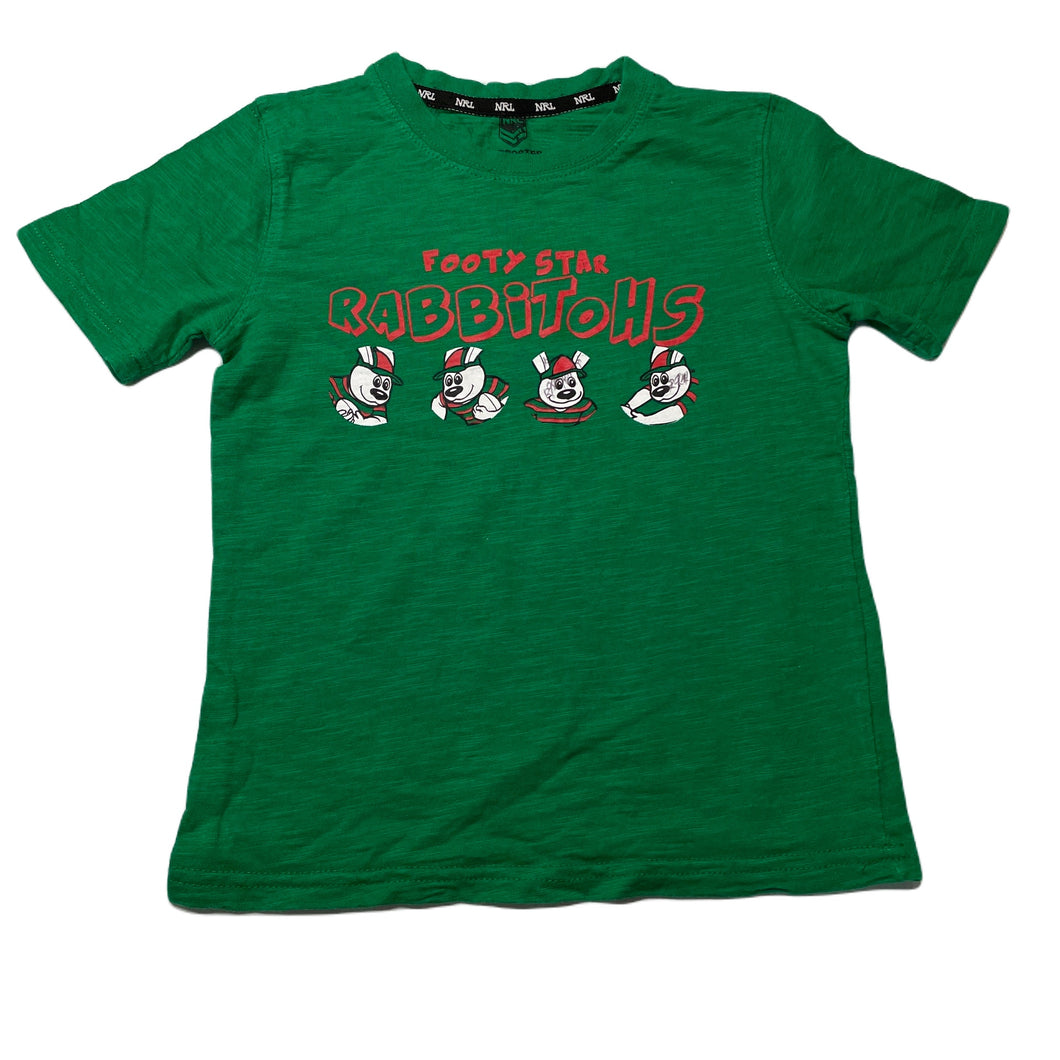 unisex NRL Supporter, Souths Rabbitohs cotton t-shirt *signatures on rabbits on chest*, GUC, size 5,  