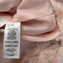 Load image into Gallery viewer, Girls pink, lined faux fur jacket / coat, L: 38cm, EUC, size 12 months,  