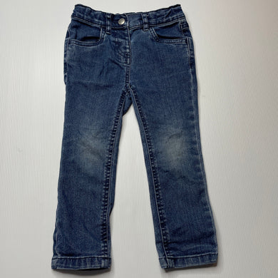 Girls Anko, blue stretch denim jeans, adjustable, Inside leg: 34cm, FUC, size 3,  