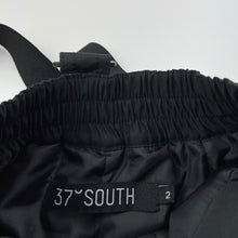 Load image into Gallery viewer, unisex 37 Degrees South, black ski / snow salopettes / pants, Inside leg: 38cm, EUC, size 2,  