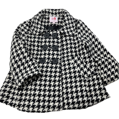 Girls Little Leona, black & white jacket / coat, pilling, L: 39cm, FUC, size 3,  