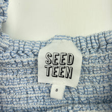 Load image into Gallery viewer, Girls Seed, blue &amp; white viscose / linen summer playsuit, GUC, size 8,  