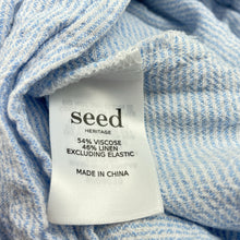 Load image into Gallery viewer, Girls Seed, blue &amp; white viscose / linen summer playsuit, GUC, size 8,  