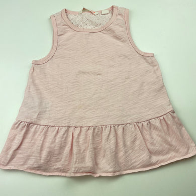 Girls Country Road, pink cotton summer top, light marks front, FUC, size 3,  
