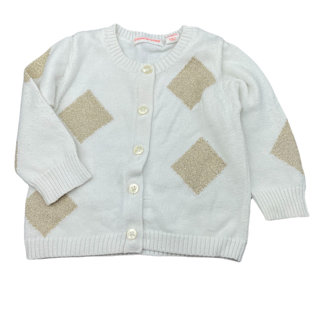 Girls Country Road, lightweight knitted cotton cardigan, light marks, FUC, size 000,  