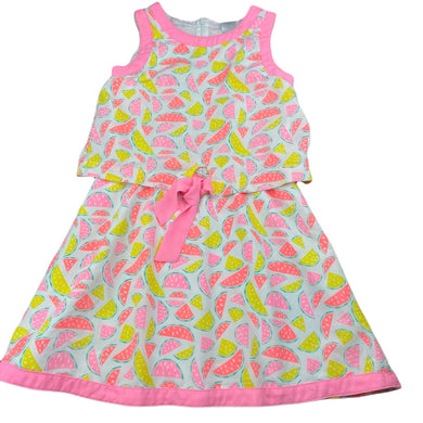 Girls Target, lined lightweight dress, watermelon, FUC, size 6, L: 60cm