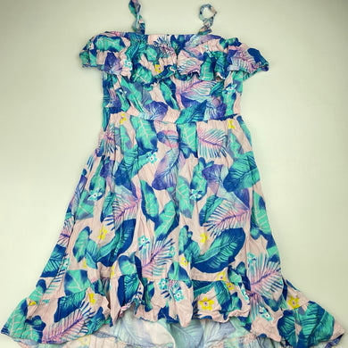 Girls Target, floral viscose hi-lo summer dress, GUC, size 9, L: 65cm at front