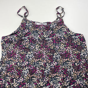 Girls Target, floral viscose / linen summer dress, GUC, size 14, L: 77cm