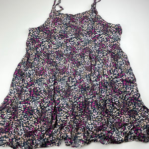 Girls Target, floral viscose / linen summer dress, GUC, size 14, L: 77cm
