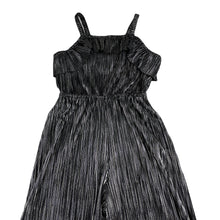 Load image into Gallery viewer, Girls Ollies Place, black &amp; silver metallic jumpsuit, Inside leg: 32cm, EUC, size 6,  