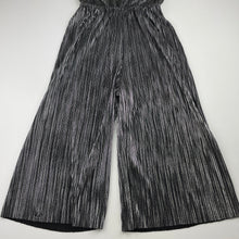 Load image into Gallery viewer, Girls Ollies Place, black &amp; silver metallic jumpsuit, Inside leg: 32cm, EUC, size 6,  