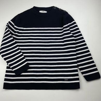 unisex Zara, navy & white stripe knitted cotton sweater / jumper, EUC, size 9,  