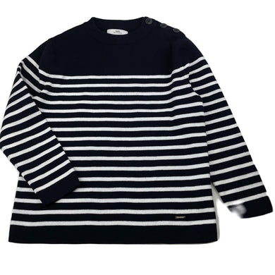 unisex Zara, navy & white stripe knitted cotton sweater / jumper, EUC, size 9,  