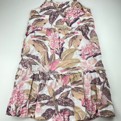 Girls Target, floral viscose / linen summer dress, EUC, size 14, L: 78cm