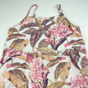 Girls Target, floral viscose / linen summer dress, EUC, size 14, L: 78cm