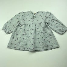 Load image into Gallery viewer, Girls Zara, grey floral long sleeve top, GUC, size 000,  