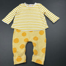 Load image into Gallery viewer, unisex Seed, yellow &amp; white soft cotton romper, FUC, size 00,  