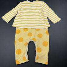 Load image into Gallery viewer, unisex Seed, yellow &amp; white soft cotton romper, FUC, size 00,  