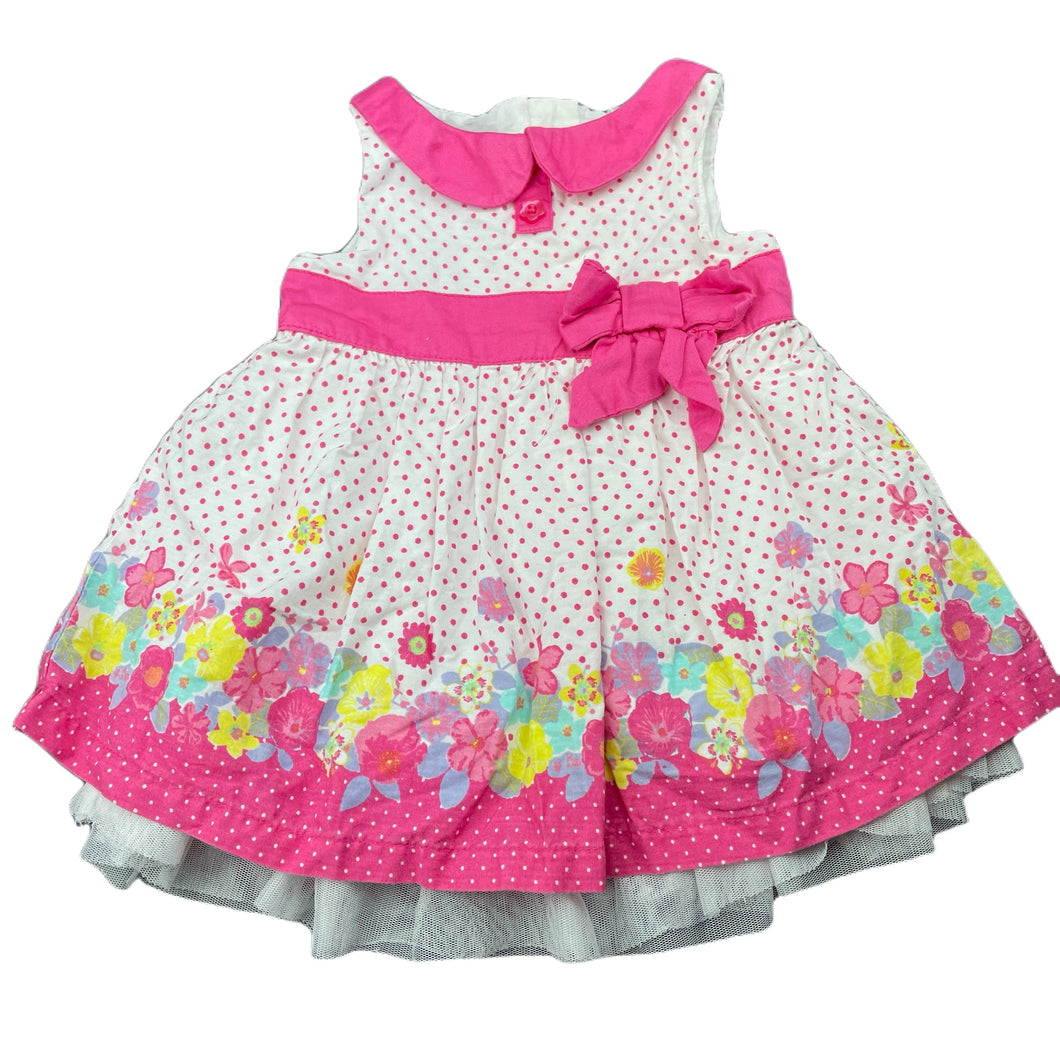 Girls Tiny Little Wonders, lined floral cotton dress, GUC, size 00, L: 34cm