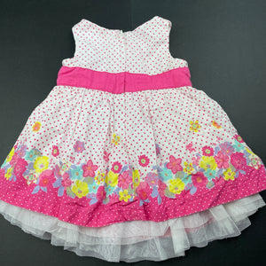 Girls Tiny Little Wonders, lined floral cotton dress, GUC, size 00, L: 34cm