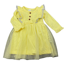 Load image into Gallery viewer, Girls Mom&#39;s Love, yellow cotton &amp; tulle dress, EUC, size 00, L: 36cm
