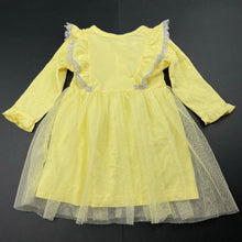 Load image into Gallery viewer, Girls Mom&#39;s Love, yellow cotton &amp; tulle dress, EUC, size 00, L: 36cm