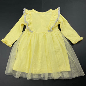Girls Mom's Love, yellow cotton & tulle dress, EUC, size 00, L: 36cm