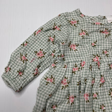 Load image into Gallery viewer, Girls Baby Baby, lightweight floral cotton long sleeve dress, EUC, size 0, L: 36cm